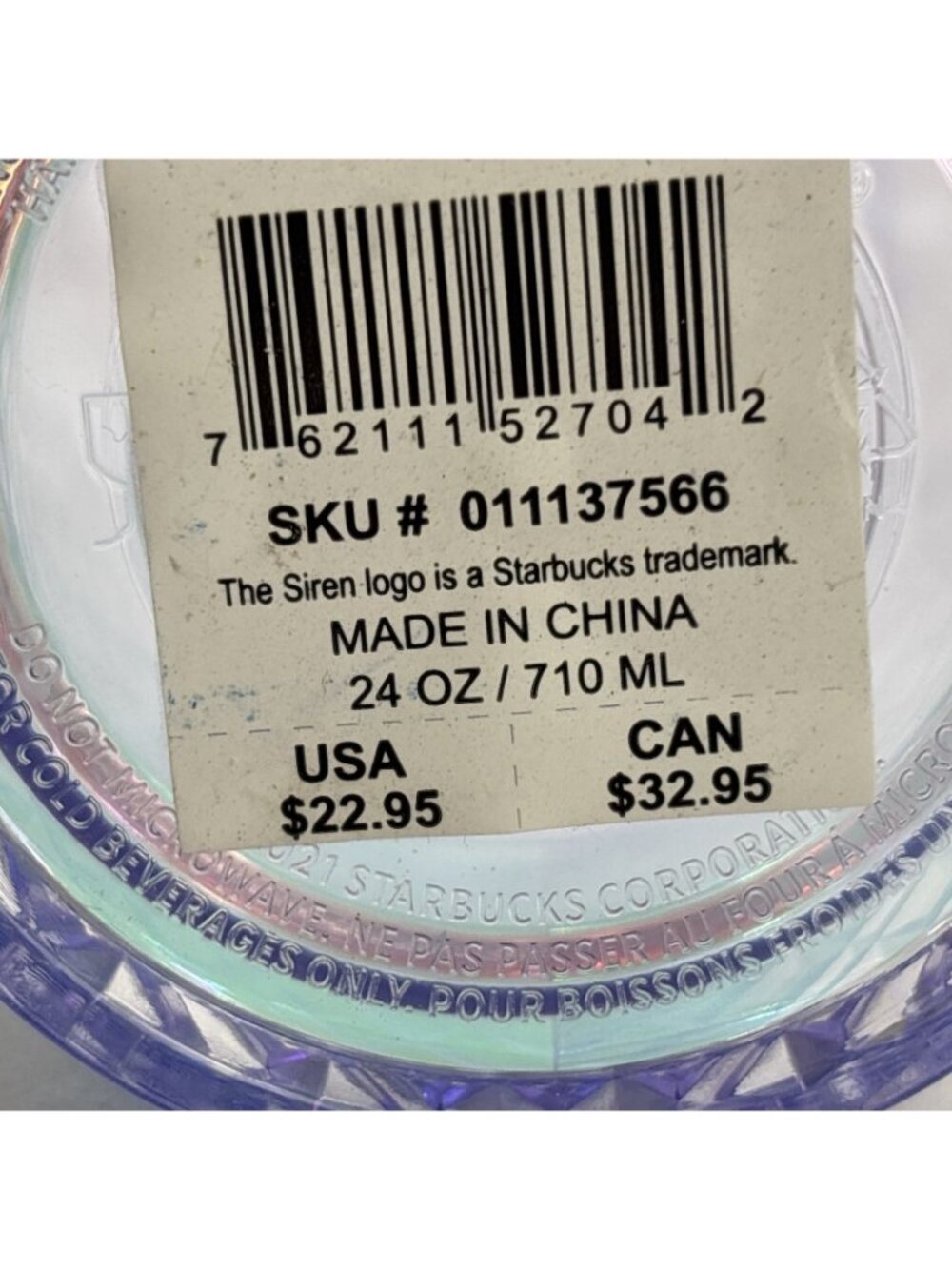 Starbucks Crystal Unicorn Jeweled Cup Iridescent Studded Tumbler 24oz (no straw) - Picture 4 of 4